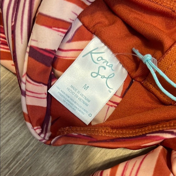 Kona Sol Red and Pink One Piece Swimsuit - Picture 4 of 4